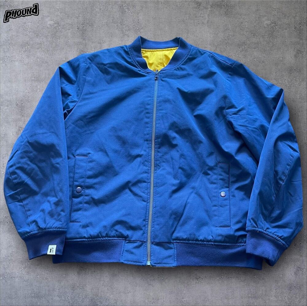 Bonobos Felder Jacket Mens Large Blue Yellow Reversible Bomber Baseball Varsity